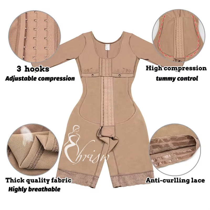 Full Body Colombian Girdles Shaper High Compression Bodysuits Postoperative Postpartum Lipo Arm Slimmer Waist Reducing Shapewear