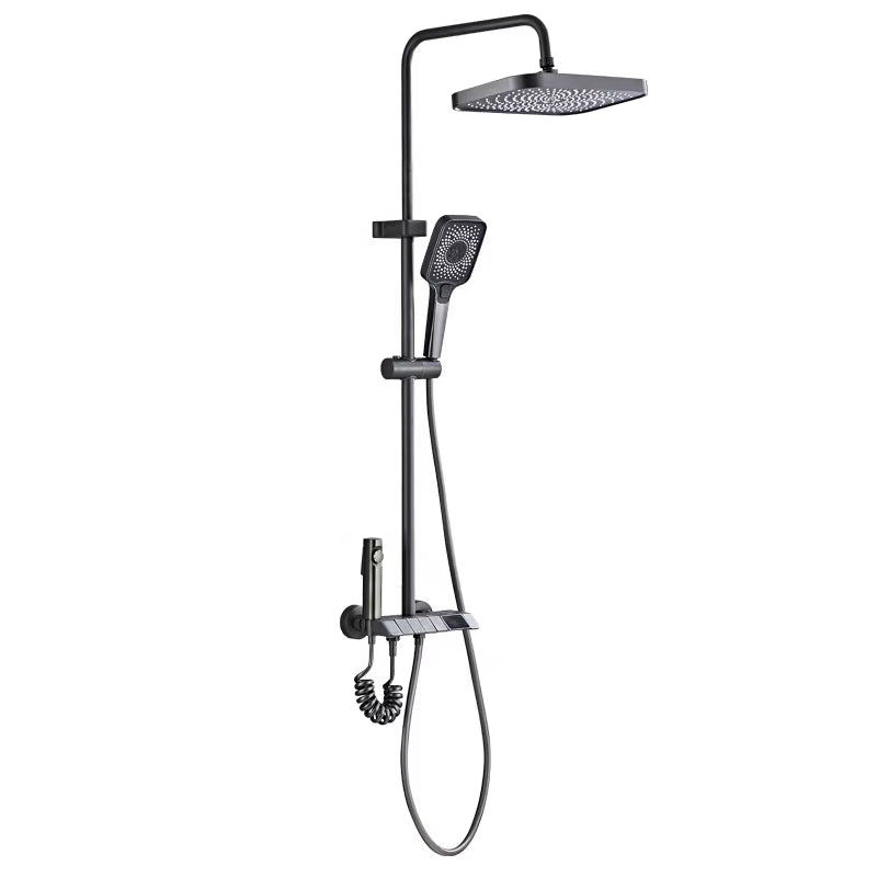 Cheap Gray Piano Key Shower Set 4 Ways Water Out Bathroom Digital Display Faucet Shower System Hot and Cold 4 Modes Mixer Tap