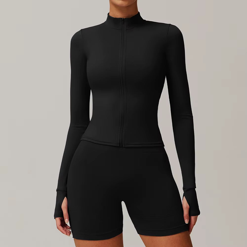 Wholesale High Quality Womens Gym Yoga Jackets Top Custom Logo Seamless Fitness Yoga Zipper Jacket