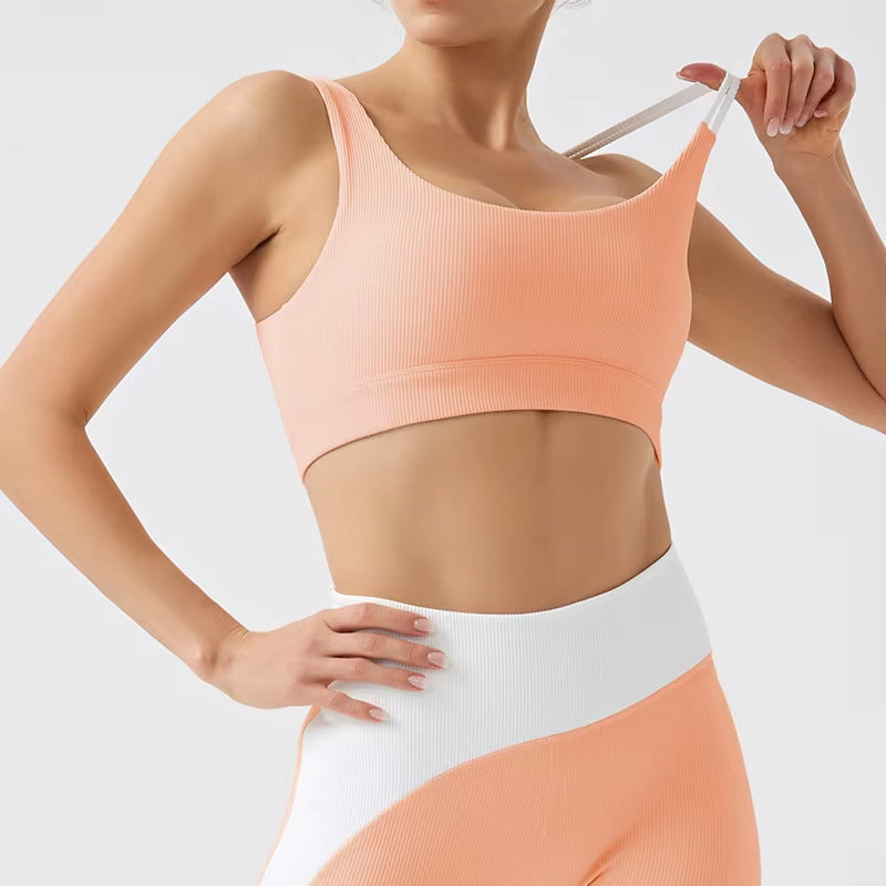 Environmentally Friendly Recycled Fabric Ribbed Back Beauty Yoga Suitbutt Running Fitness Clothes