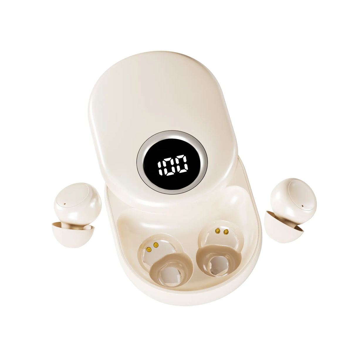 MSHUKCOE Mini Invisible In-Ear Sleep Aid Earbuds - Side Sleep No Ear Pressure, Noise Isolation Cells, 360° Rotating Charging Case, Waterproof, Bluetooth 6.0 Audio, Touch Control, for Study/Work, Ultra-Small Wireless Headphones