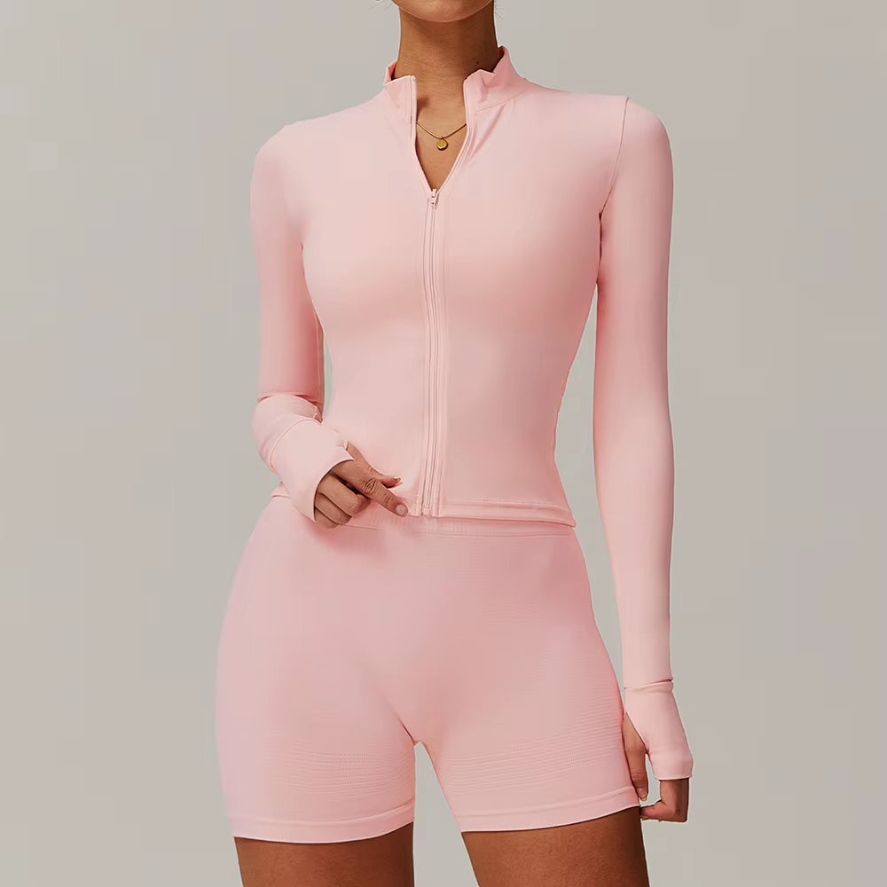Wholesale High Quality Womens Gym Yoga Jackets Top Custom Logo Seamless Fitness Yoga Zipper Jacket