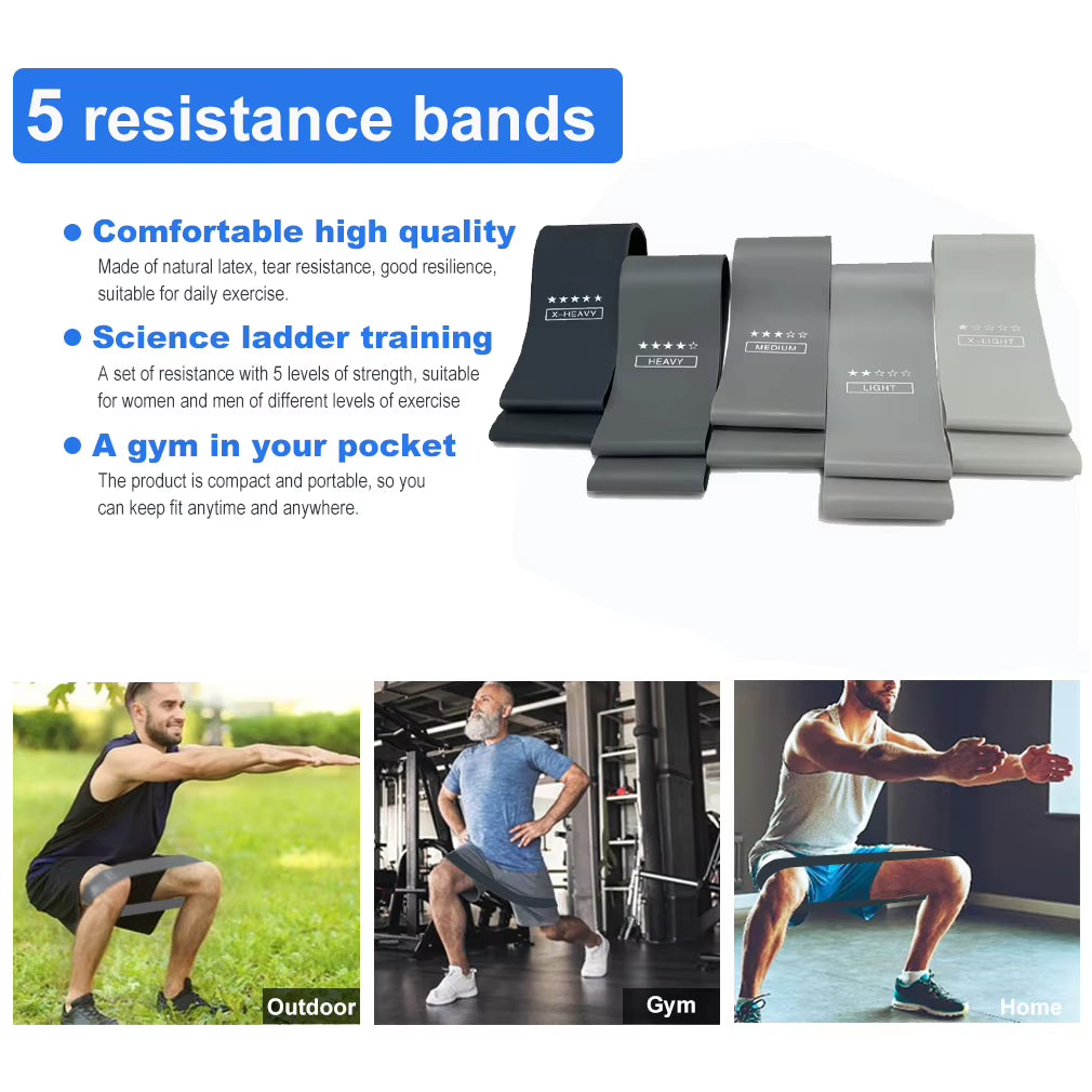 2024 Wholesale Zakerda Elastic Fitness Bands Set Training Pink Latex Loop Exercise Resistance Bands Set Gym Yoga Sport Workout