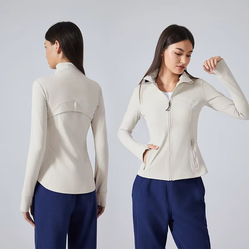 Women'S Quick Dry Lightweight Fleecing Gym Fitness Yoga Jacket Breathable Tight Waist Running Yoga Jackets for Women