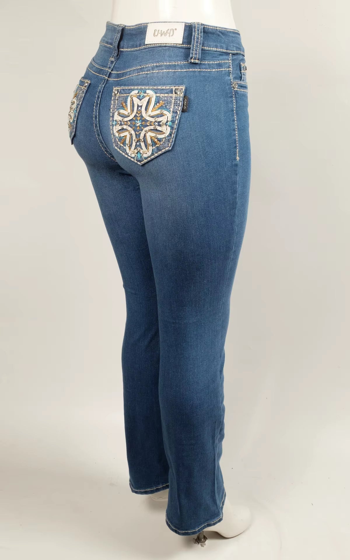 Shipped Directly Women'S Stretch Slim-Fit Skinny Flare Jeans (Dark & Light Solid Wash, Sizes 0-17) - All-Season Wearing Style