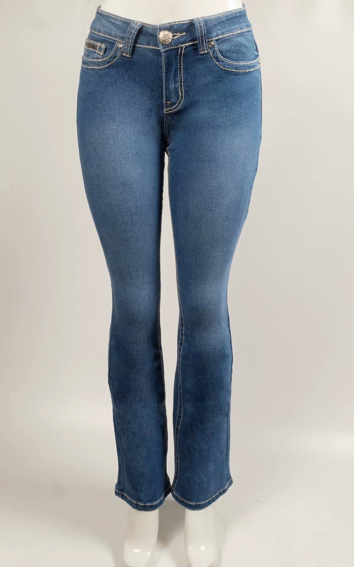 Shipped Directly Women'S Stretch Slim-Fit Skinny Flare Jeans (Dark & Light Solid Wash, Sizes 0-17) - All-Season Wearing Style
