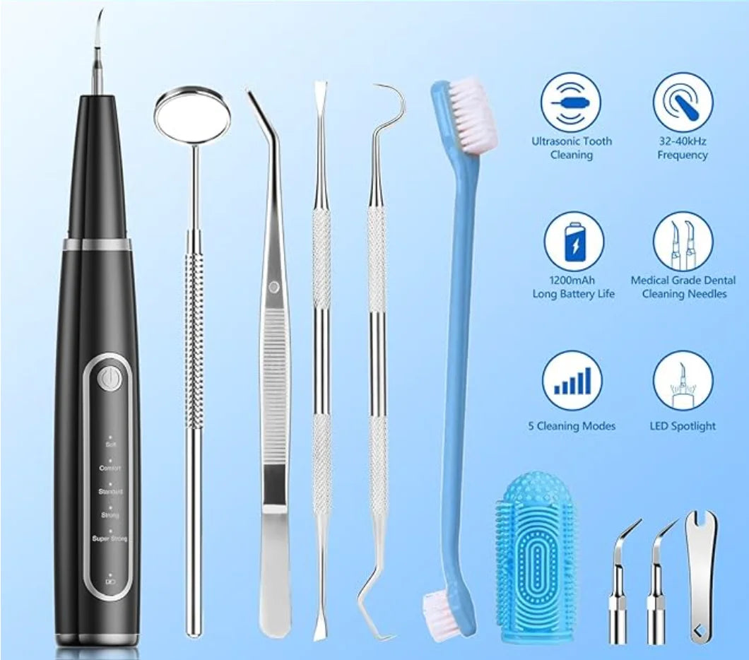 Plaque Remover for Teeth - Pet Ultrasonic Cleaner Custom Pet Battery-powered Ultrasonic Electric Toothbrush Teeth Cleaning Kit