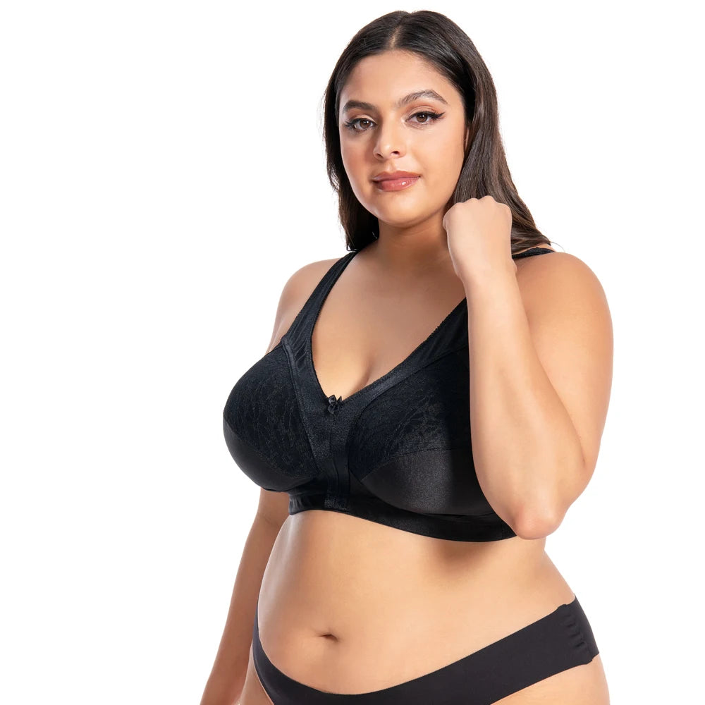 OEKO Certificated Custom Made Plus Size Lace Fabric Wireless Big Breast Cup  Bras for Big Women Full Coverage Push up