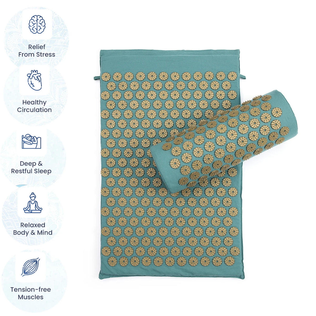 Manufacturer New Eco Natural Linen Acupressure Mat and Pillow Set Wholesale ABS Cotton Spikes with Bag for Fitness Exercise Yoga
