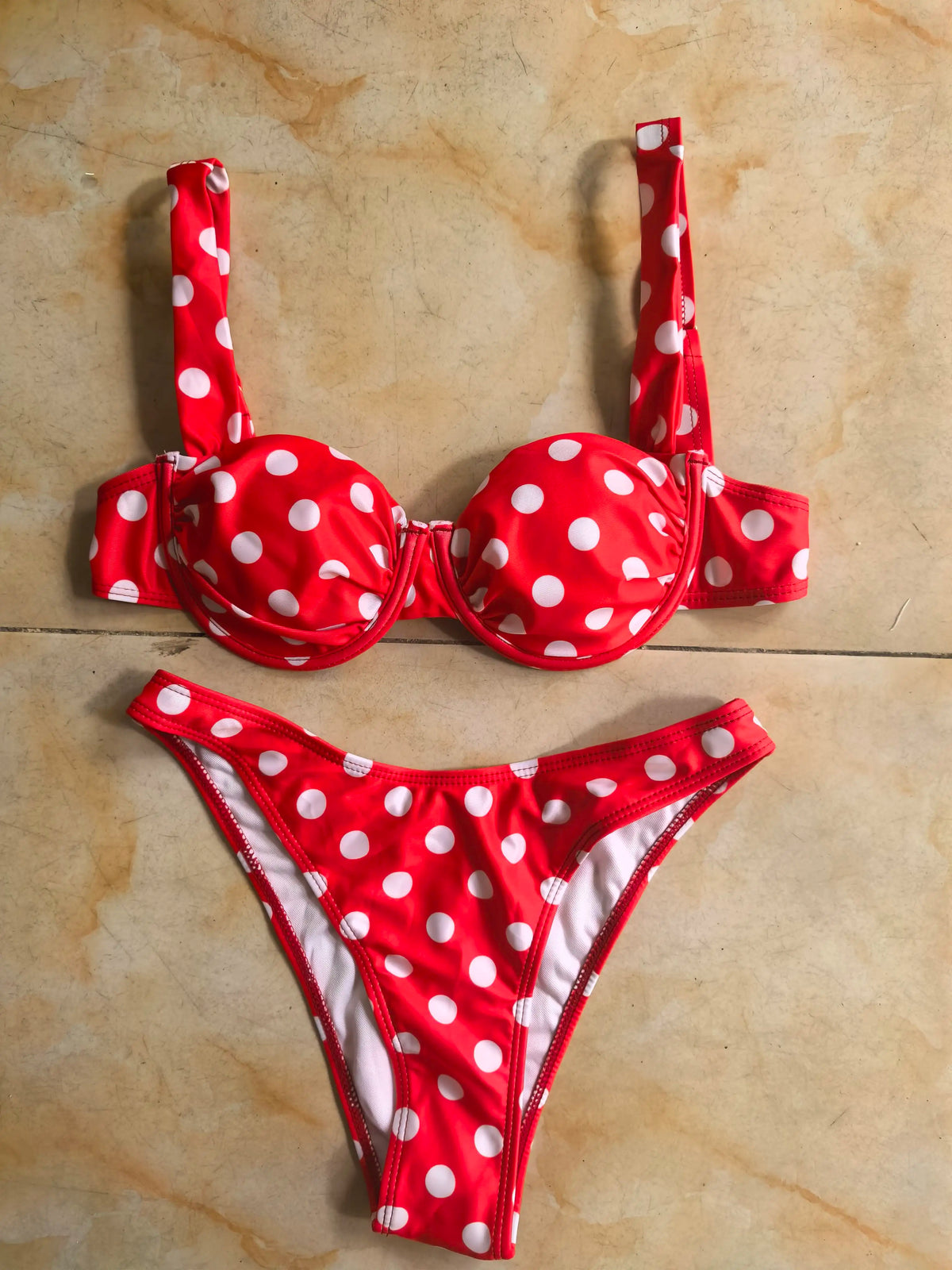 STOCK 9Colors Underwire Swimwear Women High Cut Brazilian Bikini Set S-XL