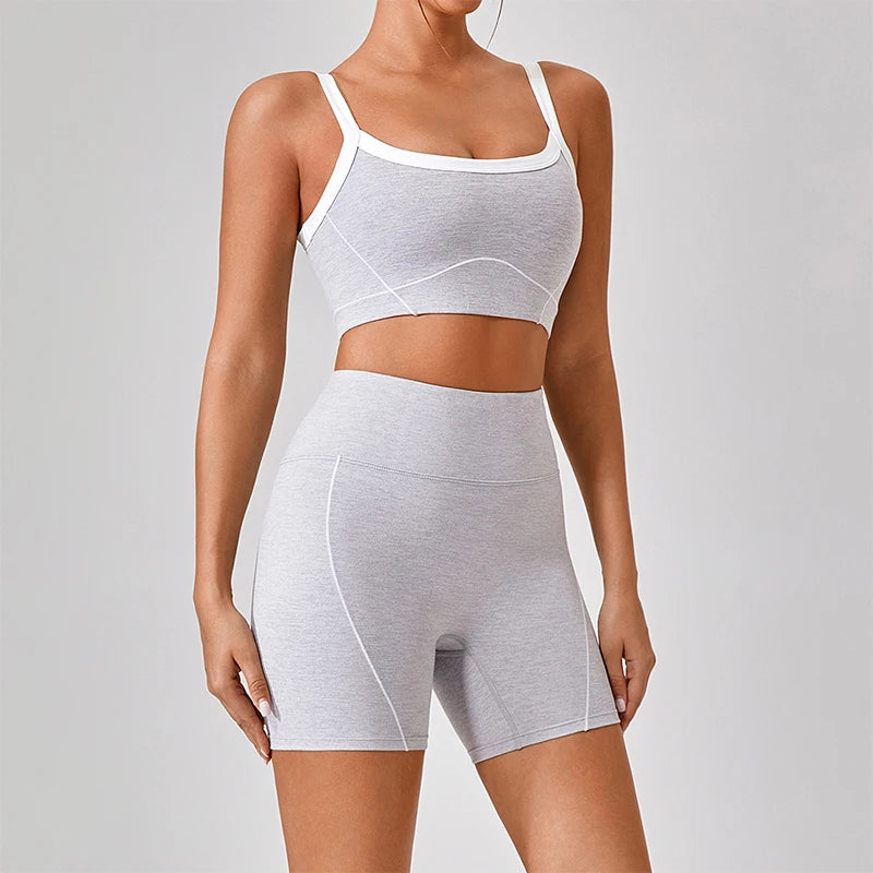 New European and American Naked Tight Outdoor Sports Underwear Women's Thin Shoulder Strap Contrast Set Strap Yoga Clothes