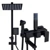 Matte Black Square Rain Shower System with Shelf