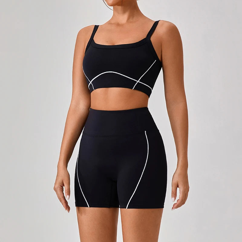 New European and American Naked Tight Outdoor Sports Underwear Women's Thin Shoulder Strap Contrast Set Strap Yoga Clothes