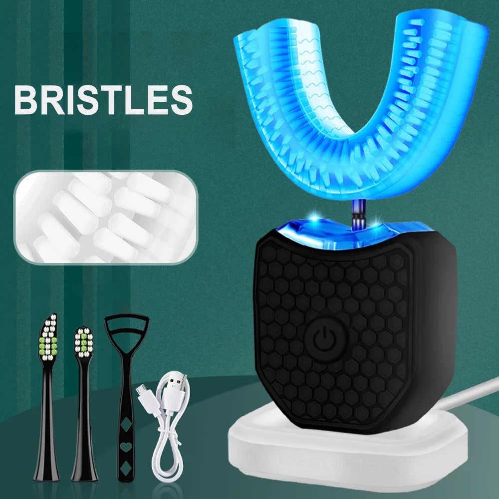 Travel Home Portable U Shape Ultrasonic Electric Toothbrush 360 Degree Automatic Cleaning Whitening Teeth Sonic Toothbrush
