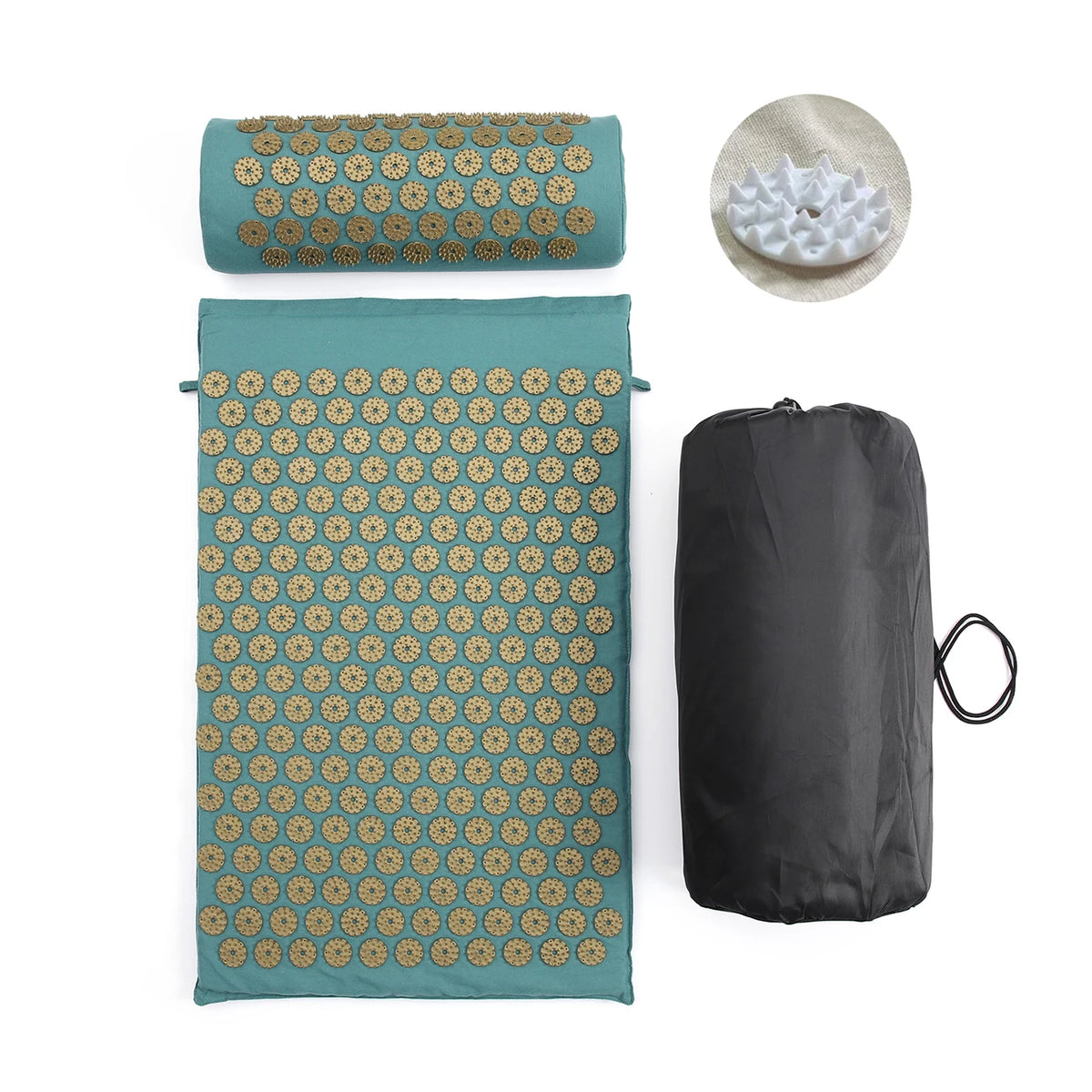 Manufacturer New Eco Natural Linen Acupressure Mat and Pillow Set Wholesale ABS Cotton Spikes with Bag for Fitness Exercise Yoga