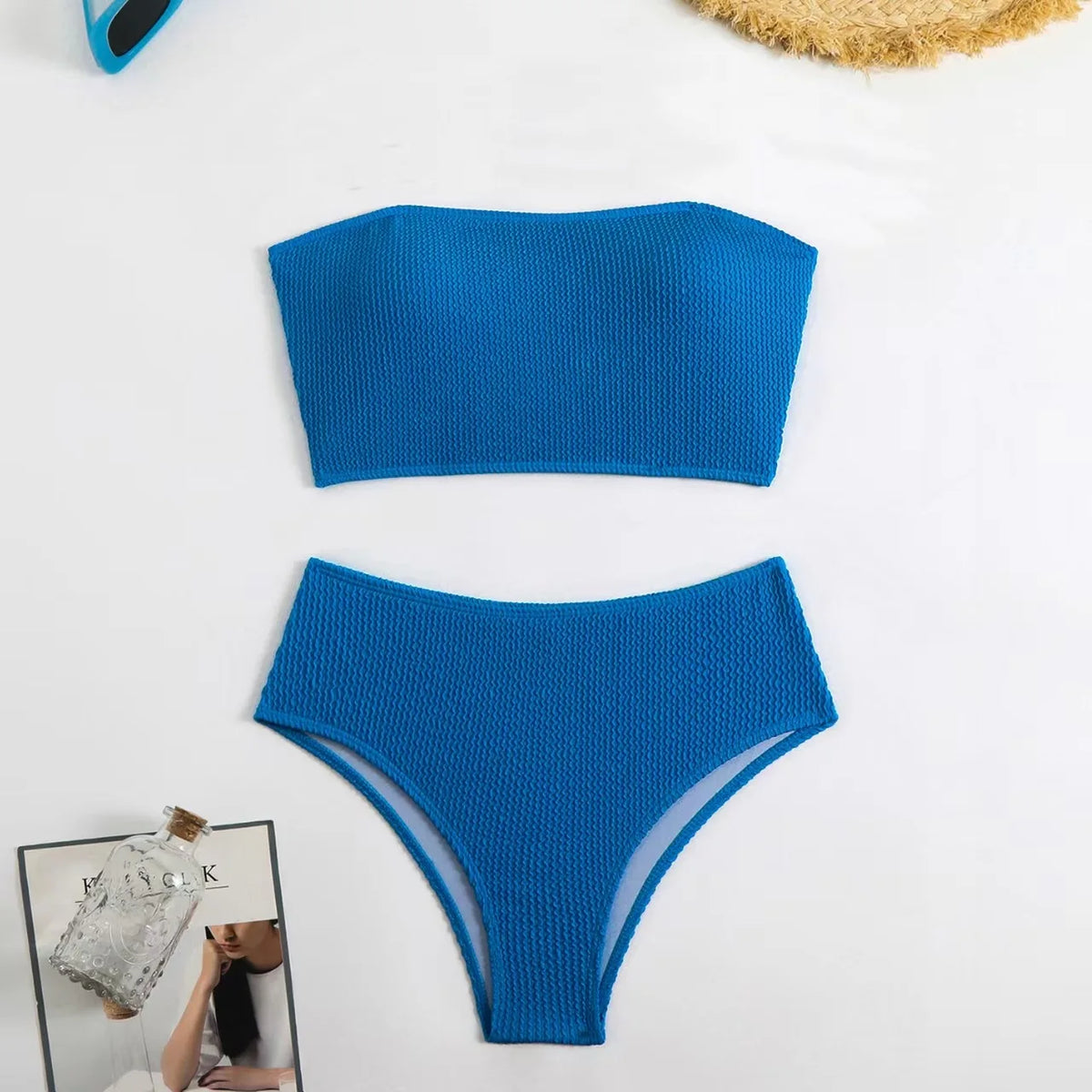 2026 New Bandeau Bikini, Women Ribbed Push up High Waist Swimsuit, Sexy Summer Beach Bathing Suit Swimwear