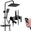 Matte Black Square Rain Shower System with Shelf