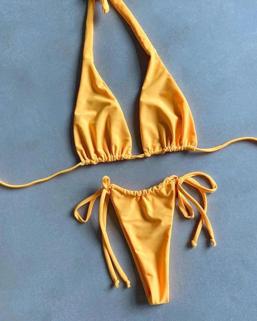 Bikini & Beachwear Sexy Triangle Swimwear High Waist Bathing Suits for Women Hollow Out Quality Swimsuit Female Bikini 2097