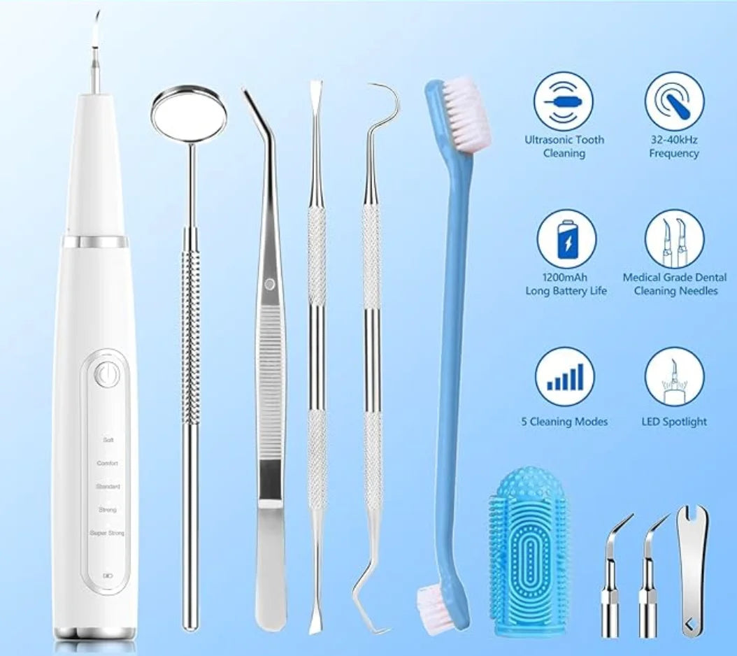 Plaque Remover for Teeth - Pet Ultrasonic Cleaner Custom Pet Battery-powered Ultrasonic Electric Toothbrush Teeth Cleaning Kit