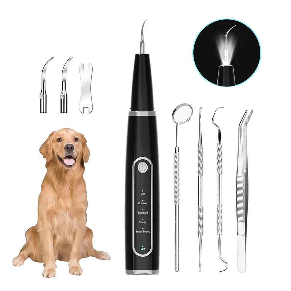 Plaque Remover for Teeth - Pet Ultrasonic Cleaner Custom Pet Battery-powered Ultrasonic Electric Toothbrush Teeth Cleaning Kit