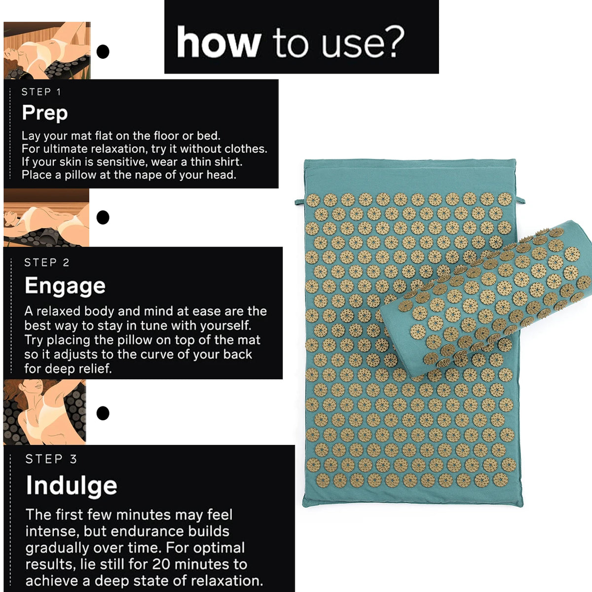 Manufacturer New Eco Natural Linen Acupressure Mat and Pillow Set Wholesale ABS Cotton Spikes with Bag for Fitness Exercise Yoga
