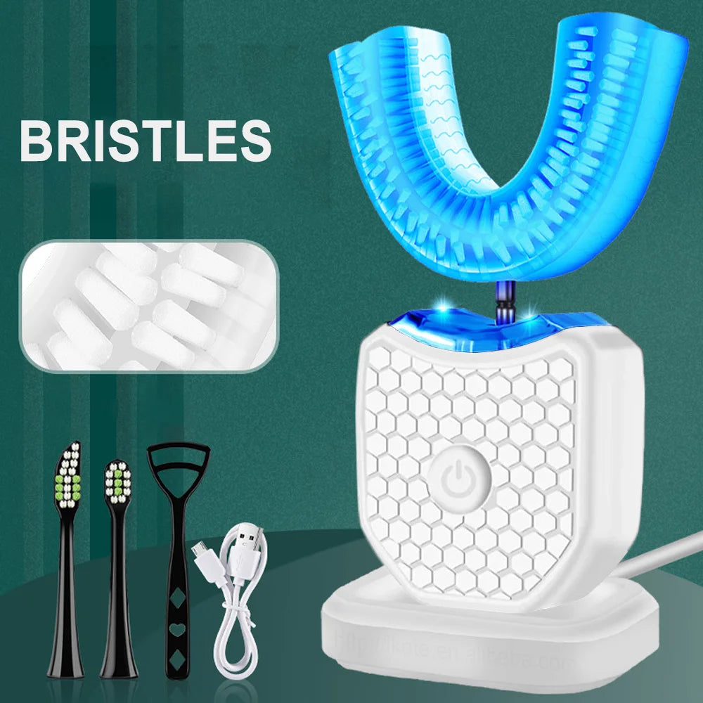 Travel Home Portable U Shape Ultrasonic Electric Toothbrush 360 Degree Automatic Cleaning Whitening Teeth Sonic Toothbrush