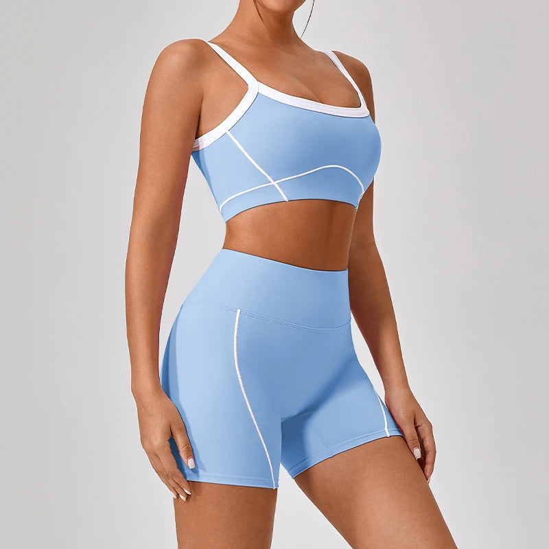 New European and American Naked Tight Outdoor Sports Underwear Women's Thin Shoulder Strap Contrast Set Strap Yoga Clothes
