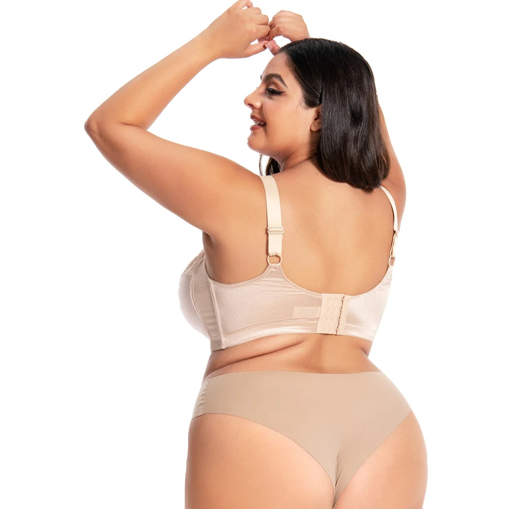 OEKO Certificated Custom Made Plus Size Lace Fabric Wireless Big Breast Cup  Bras for Big Women Full Coverage Push up