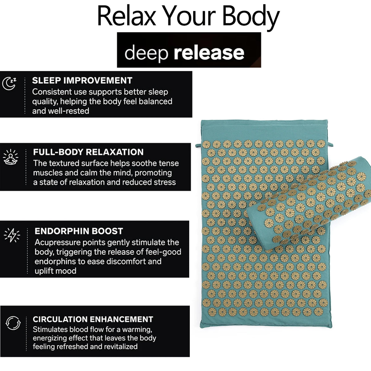 Manufacturer New Eco Natural Linen Acupressure Mat and Pillow Set Wholesale ABS Cotton Spikes with Bag for Fitness Exercise Yoga