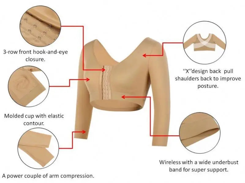 Front-Closure Posture Corrector Bra with 3/4 Sleeves