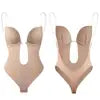 Clearance Sale Sexy Seamless U Plunge Bra Bodysuit Backless Body Shaper With Sheer Straps Push up Corset Bra Bodysuit for Women