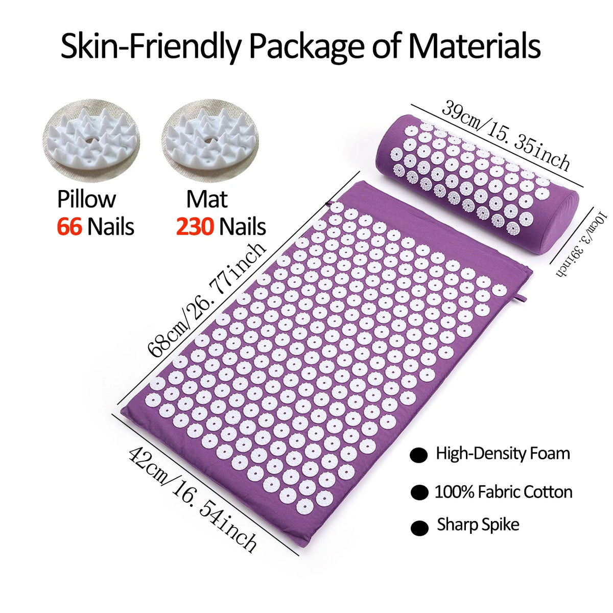 Acupressure Mat & Pillow Set for Back & Neck