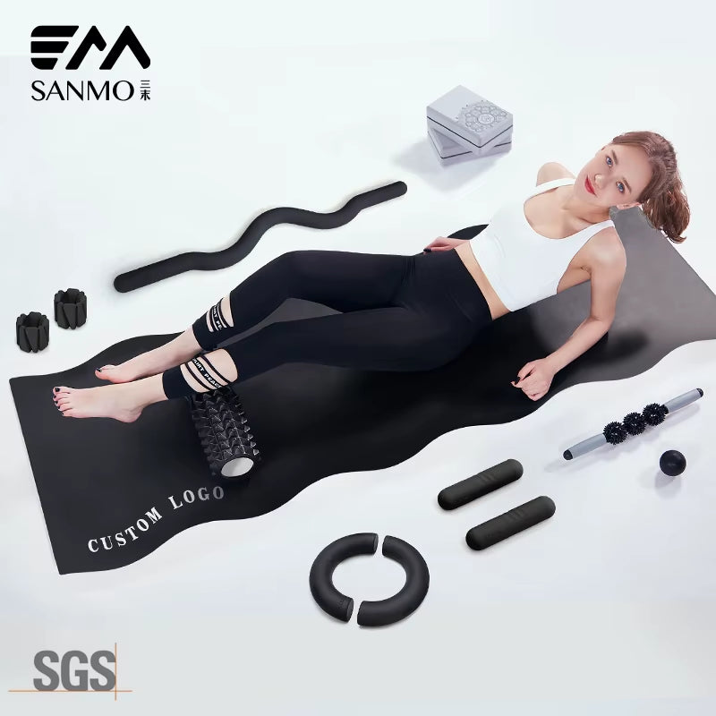 Pilates Wave Shaped Rubber Yoga Mat Wholesale Customized Logo Printing Non Slip Advanced Natural Pu Rubber Eco-Friendly Leather