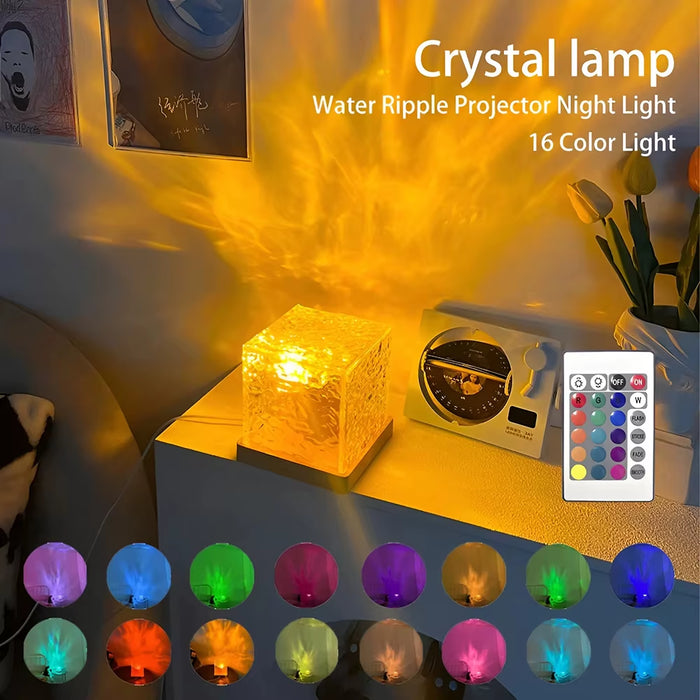 USB Ocean Wave Dynamic Water Ripple Pattern Lamp Multicolor Home Deconorthern Night Lights Projector Aurora Borealis Lamp