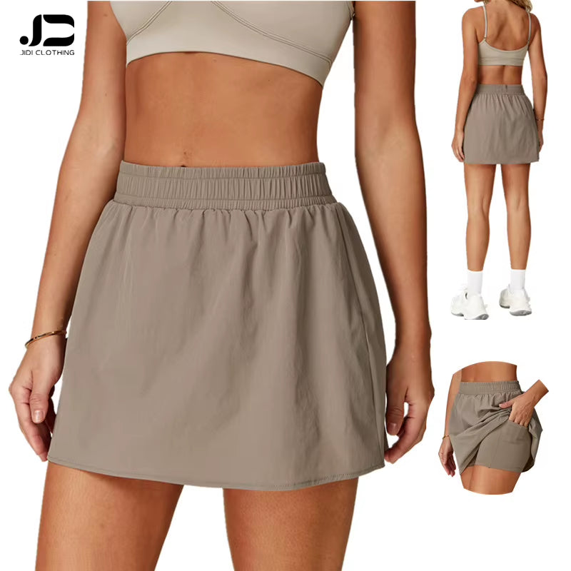 Cool Feeling High Waist Skirt Women Outdoor Tennis Golf Sport Shorts Street Dancing Breathable Skirts with Pockets