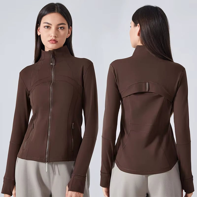 Women'S Quick Dry Lightweight Fleecing Gym Fitness Yoga Jacket Breathable Tight Waist Running Yoga Jackets for Women