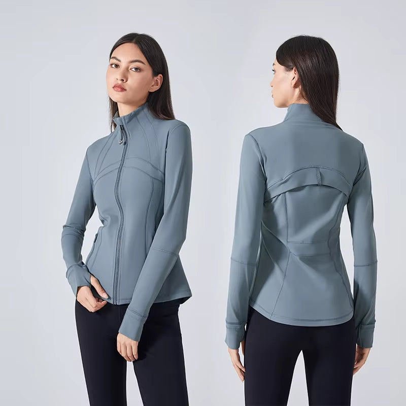 Women'S Quick Dry Lightweight Fleecing Gym Fitness Yoga Jacket Breathable Tight Waist Running Yoga Jackets for Women
