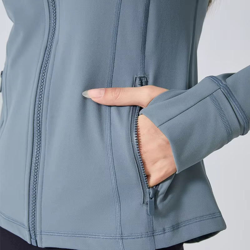 Women'S Quick Dry Lightweight Fleecing Gym Fitness Yoga Jacket Breathable Tight Waist Running Yoga Jackets for Women