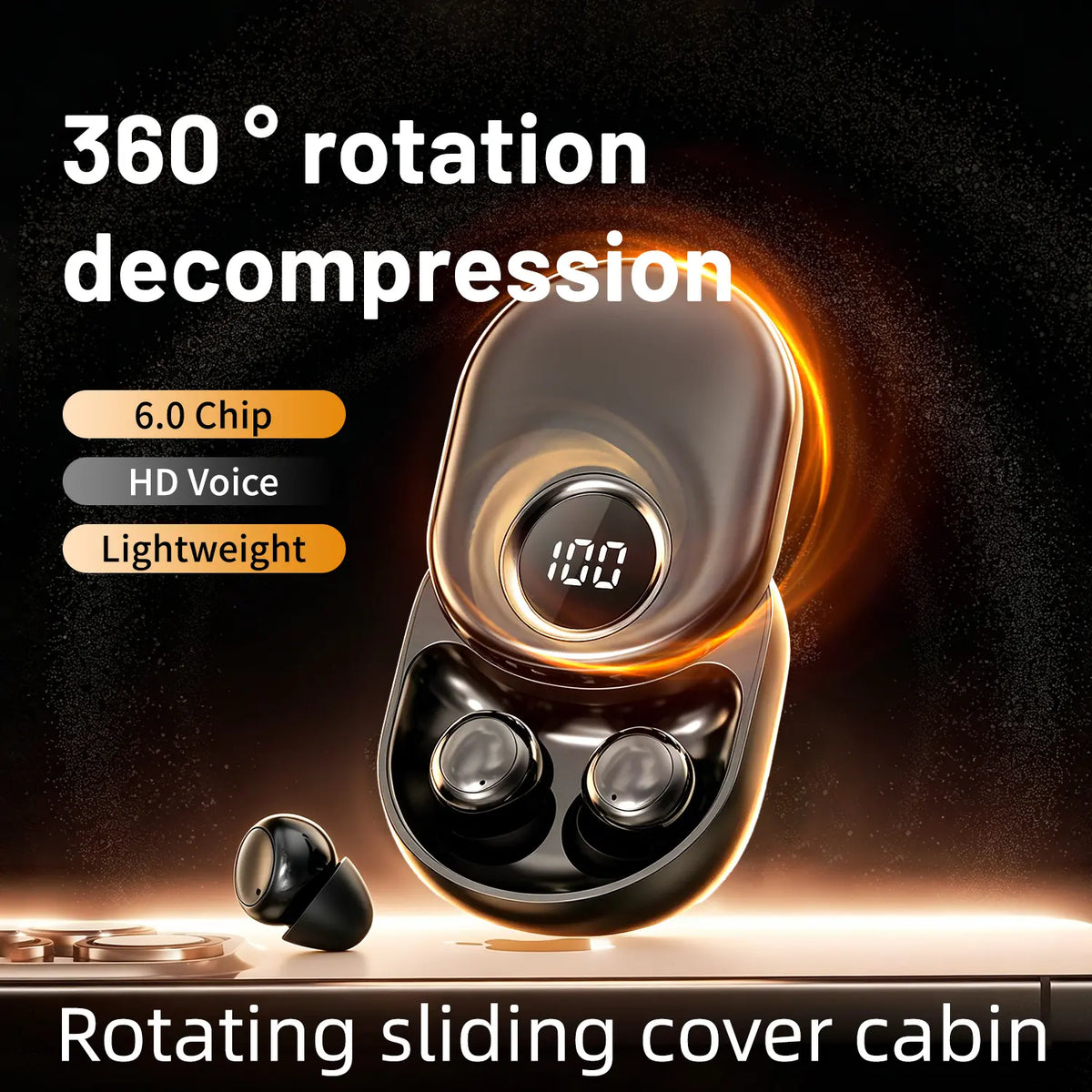 MSHUKCOE Mini Invisible In-Ear Sleep Aid Earbuds - Side Sleep No Ear Pressure, Noise Isolation Cells, 360° Rotating Charging Case, Waterproof, Bluetooth 6.0 Audio, Touch Control, for Study/Work, Ultra-Small Wireless Headphones